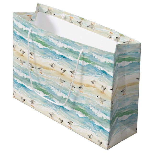 Coastal Sandpiper Shoreline Pattern (5) Large Gift Bag (Front Angled)