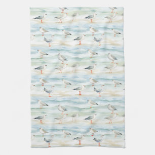Coastal Sandpiper Shoreline Pattern (6) Kitchen Towel