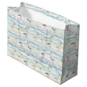 Coastal Sandpiper Shoreline Pattern (6) Large Gift Bag