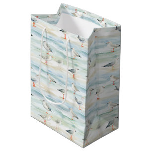 Coastal Sandpiper Shoreline Pattern (6) Medium Gift Bag