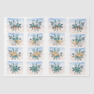 Coastal Sandpipers Flowers Shells Decoupage Paper