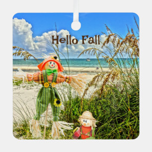 Coastal Sanibel Island Florida Beach & Scarecrow  Metal Ornament