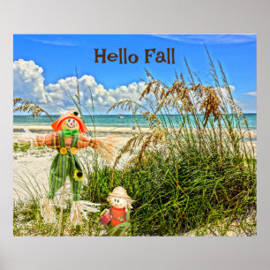 Coastal Sanibel Island Florida Beach & Scarecrow  Poster