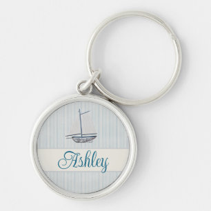 Coastal Scrapbook Sailboat Keychain