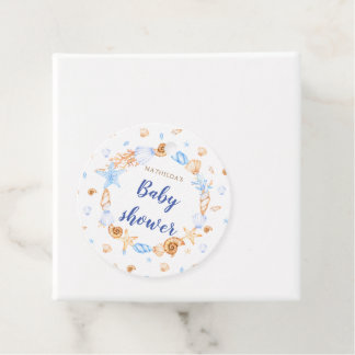 coastal sea shells baby shower favour tags