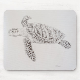 Coastal Sea Turtle Drawing Mouse Pad