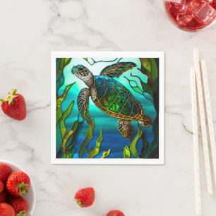 Coastal Sea Turtle Tropical Teal Blue Green Napkin