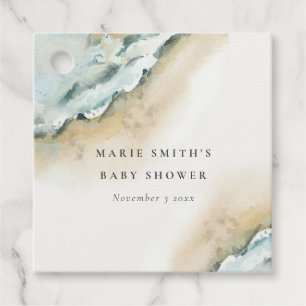 Coastal Sea Wave Sand Beach Nautical Baby Shower Favour Tags