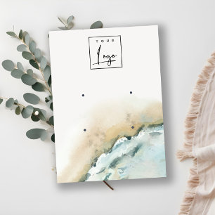 Coastal Sea Waves Sand Beach 2 Earring Display Business Card