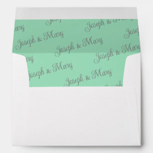 Coastal Seafoam Elegant Grey Script Ocean Wedding Envelope