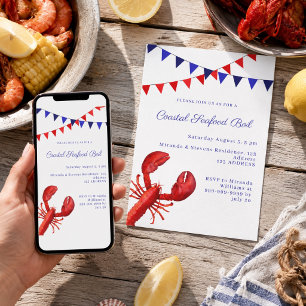 Coastal Seafood Boil party Invitation