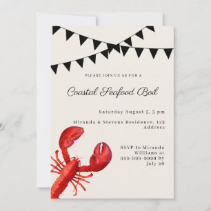 Coastal Seafood Boil party sand Invitation