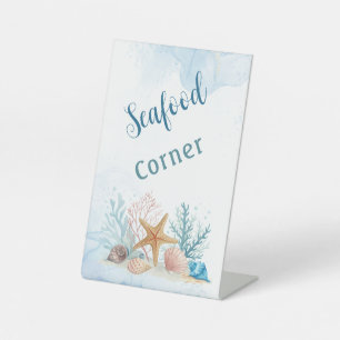 Coastal Seafood Corner Wedding Buffet  Pedestal Sign