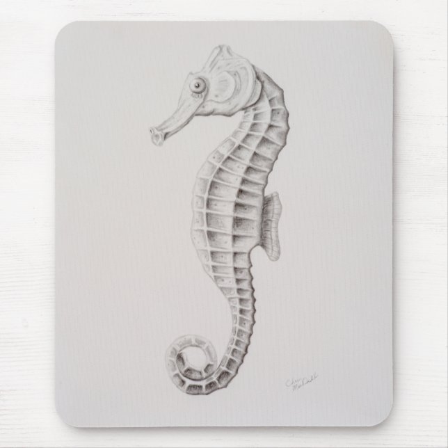 Coastal Seahorse Drawing Mouse Pad (Front)