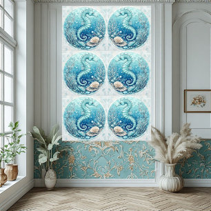 Coastal Seahorse Ocean Corals Tropical Decorative Tile