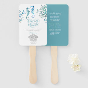 Coastal Seahorse Wedding Program Fan