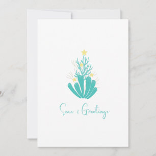 Coastal Seas and Greetings Coral Holiday Card
