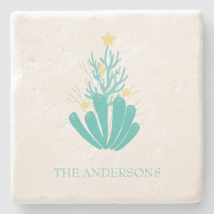 Coastal Seas and Greetings Coral Stone Coaster