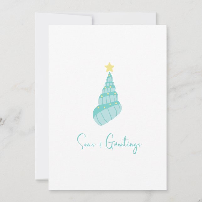 Coastal Seas and Greetings Shell Holiday Card (Front)