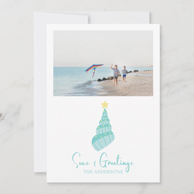 Coastal Seas and Greetings Shell Holiday Card (Front)