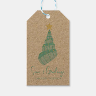 Coastal Seas and Greetings Shell Tree Gift Tag