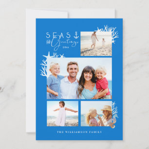 Coastal Seas & Greetings Blue Ocean Photo Frame Holiday Card