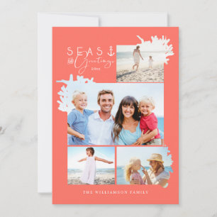 Coastal Seas & Greetings Coral Ocean Photo Frame Holiday Card