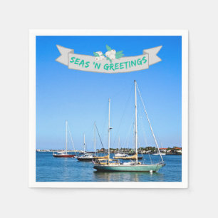 Coastal Seas n Greetings Sailboats on the Bay Napkin