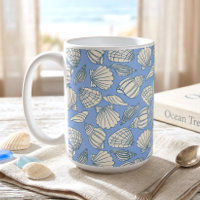Coastal Seashell Beach Cottage Blue
