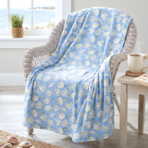Coastal Seashell Beach Cottage Blue