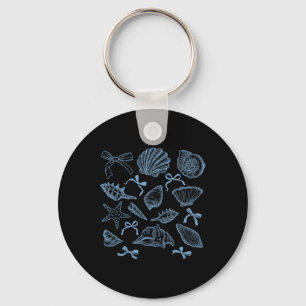Coastal Seashell Coquette Bow Hawaii Beach Summer Keychain