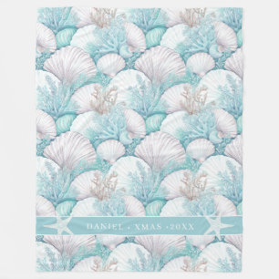 Coastal Seashell & Coral Pattern#3 ID1009 Fleece Blanket