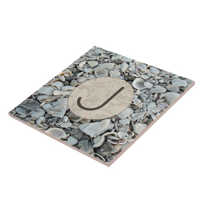 Coastal Seashell Monogram  Tile (Side)