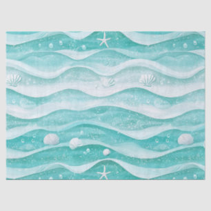 Coastal Seashell Ocean Wave Pattern Tissue Paper