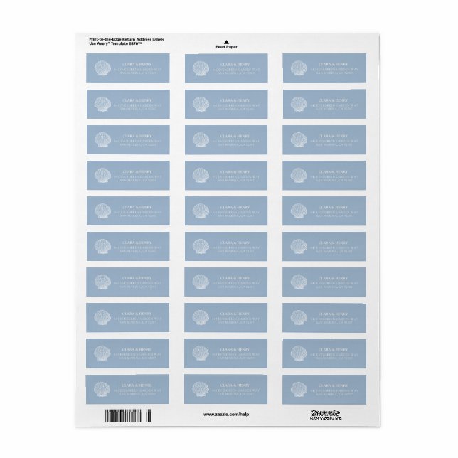 Coastal Seashell Return Address Label (Full Sheet)