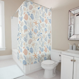 Coastal Seashell Starfish Blue Peach Cream