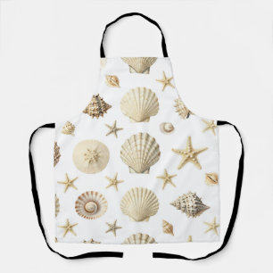 Coastal Seashell Starfish Seamless Pattern Apron