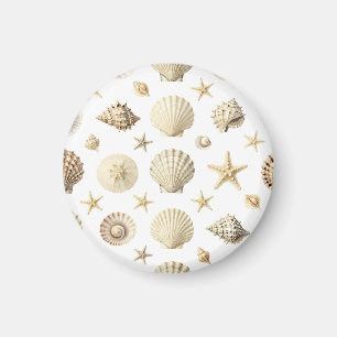 Coastal Seashell Starfish Seamless Pattern Magnet