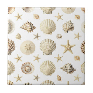 Coastal Seashell Starfish Seamless Pattern Tile