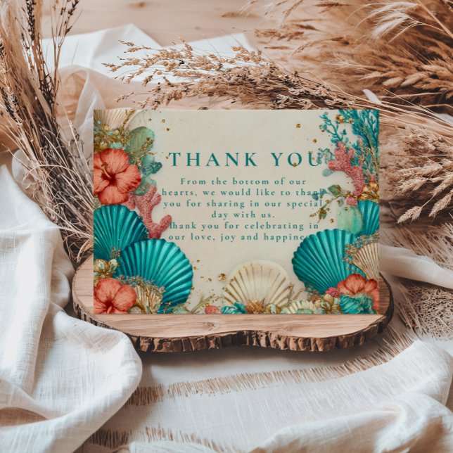 Coastal Seashell Wedding Thank You Card (Creator Uploaded)