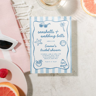 Coastal Seashells and Wedding Bells Bridal Shower Invitation