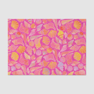 Coastal Seashells on Pink Decoupage Tissue Paper