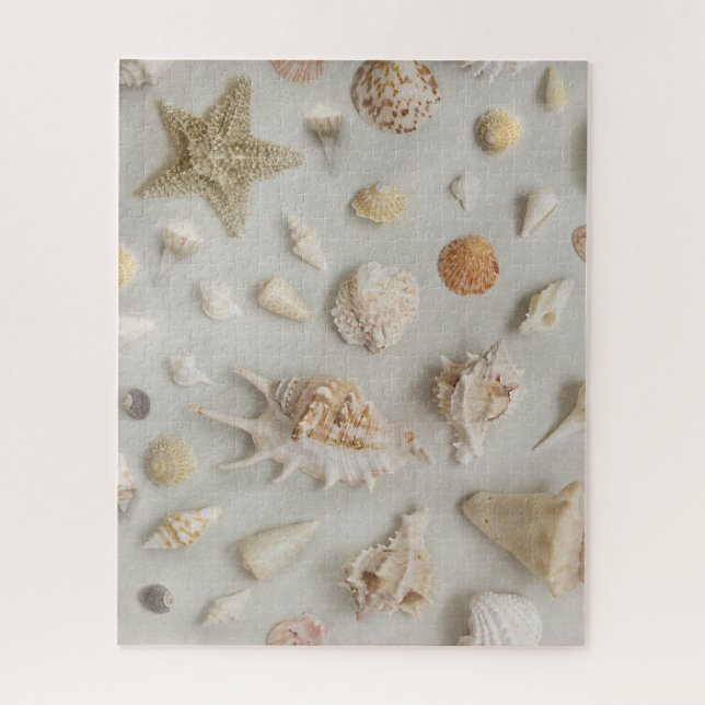 Coastal Seashells Starfish Beach Beige Jigsaw Puzzle (Vertical)