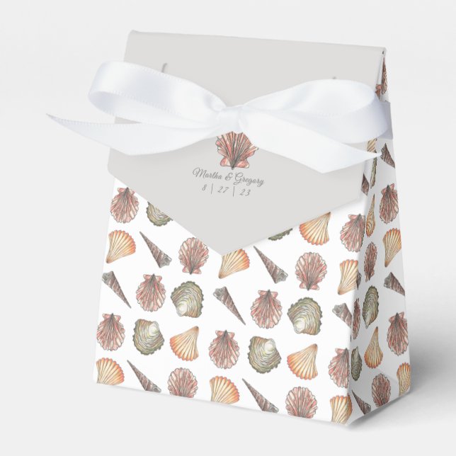 Coastal Seashells Watercolor Favour Box (Front Side)