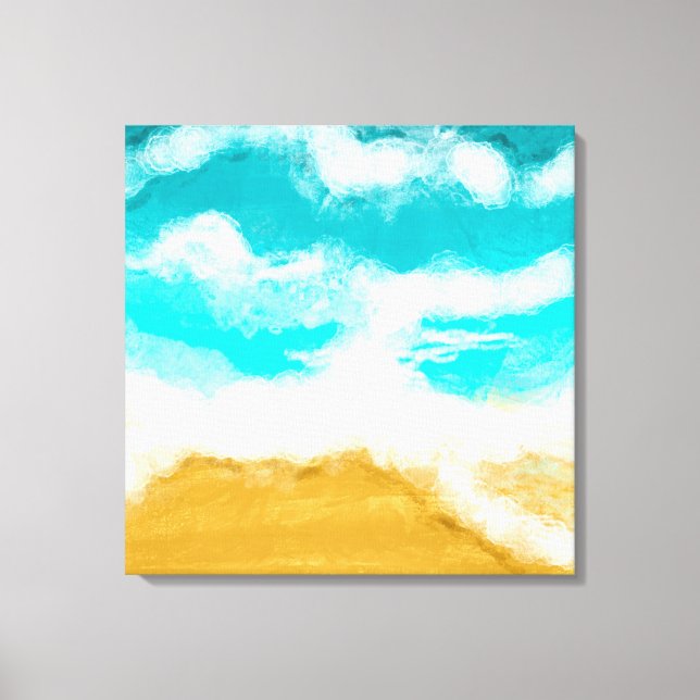 Coastal Seaside Blue and Turquoise Waves Sandy  Canvas Print (Front)