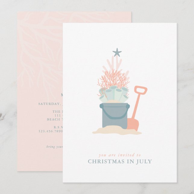Coastal Seaside Christmas In July Invitation (Front/Back)