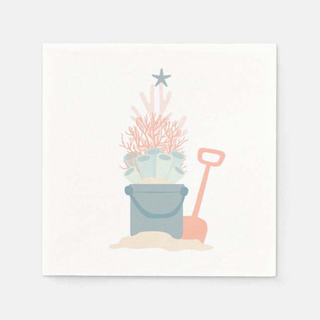 Coastal Seaside Christmas Paper Napkin (Front)