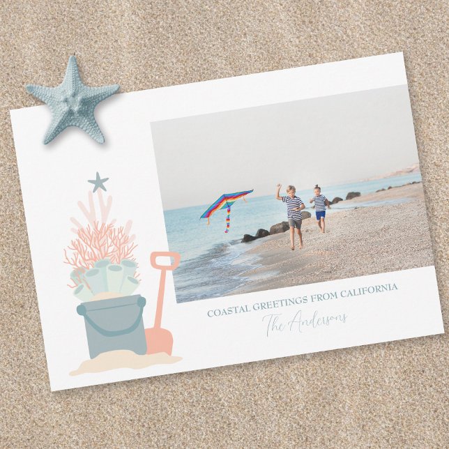 Coastal Seaside Christmas Photo Flat Card (Creator Uploaded)