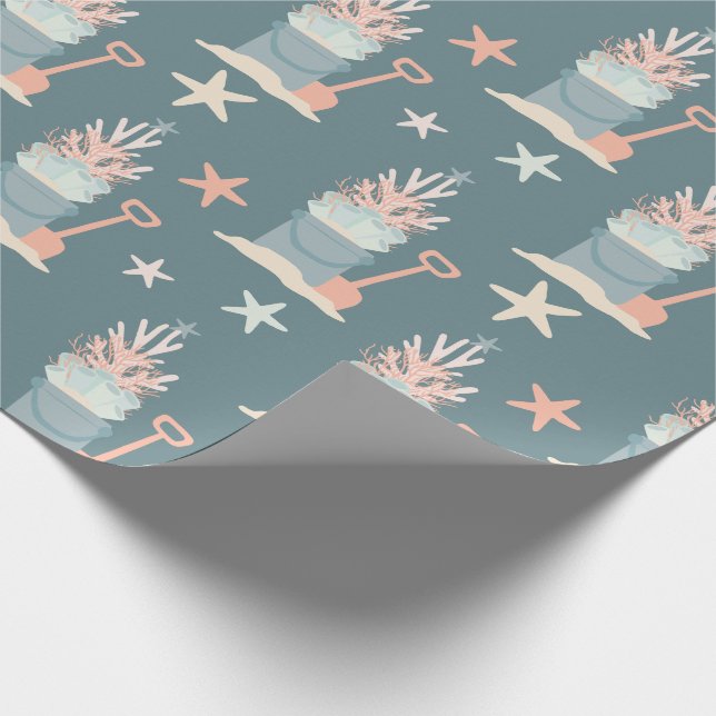 Coastal Seaside Christmas Wrapping Paper (Corner)