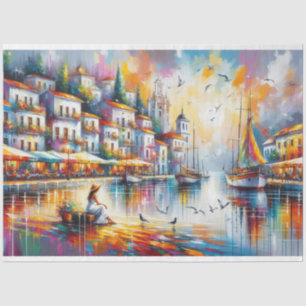 Coastal seaside villas Decoupage Tissue Paper